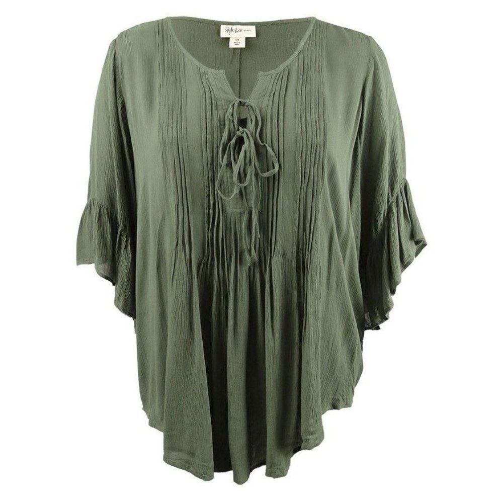 2/$30 Style  Co Pleated Ruffled Sleeve Peasant Top